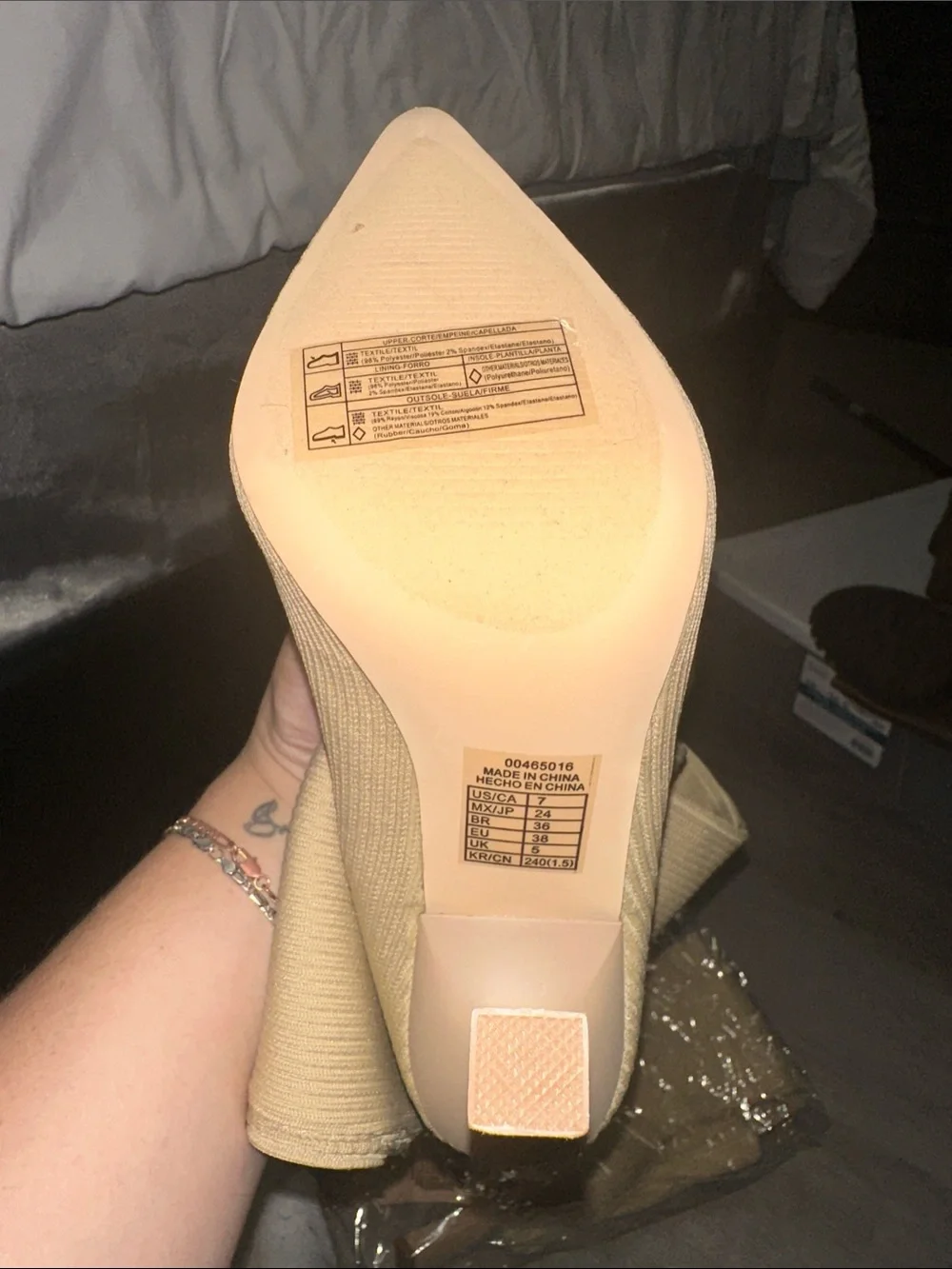 New Beige Stretch Over-the-Knee Pointed Toe Stiletto Boots